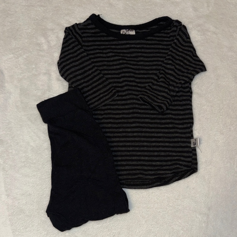 JO-LO Black & Gray Striped Long Sleeve Top bamboo